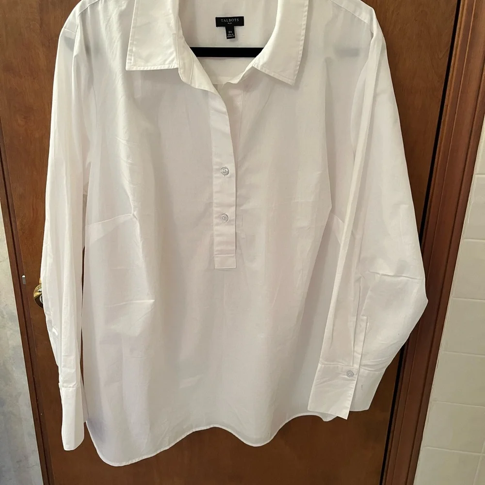Talbots Classic White popover cotton tunic - Picture 3 of 7